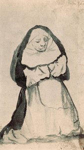 Een knielende non in gebed, begin 19e eeuw (tekening) door Francisco de Goya