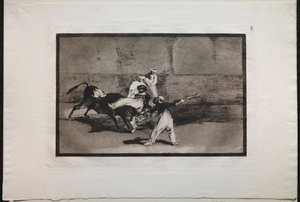 Stierengevechten: Een Moor Gevangen door een Stier in de Ring, 1876 door Francisco de Goya