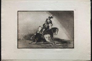 Stierengevechten: Karel V die een stier spietst, 1876 door Francisco de Goya