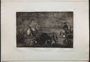 Stierengevechten: De Hond Losgelaten op de Stier door Francisco de Goya