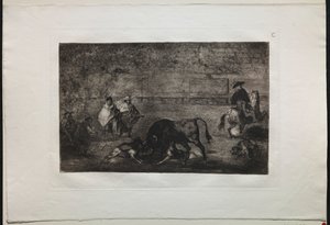 Stierengevechten: De hond losgelaten op de stier, 1876 door Francisco de Goya
