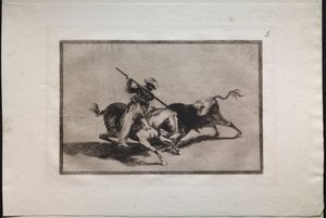 Stierengevechten: De Geestdriftige Moor Gazul is de Eerste die Vechten Volgens de Regels, 1876 door Francisco de Goya