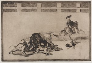 Stierengevechten: Ze Laten Honden Los op de Stier door Francisco de Goya