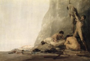 Kannibalen Bereiden hun Slachtoffers voor, of De Lichamen van Jean de Brebeuf en Gabriel Lallemant worden gevild door de Iroquois in 1649, c.1800-08 door Francisco de Goya