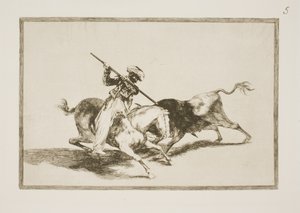 De geïnspireerde Maurer Gazul is de eerste die stieren spietst volgens de regels door Francisco de Goya