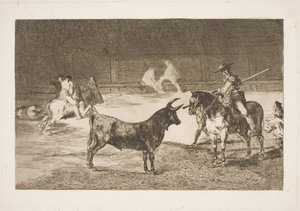 De gevierde picador, Fernando del Toro, provoceert de woeste stier met zijn lans door Francisco de Goya