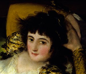Detail van La maja vestida (De geklede maja) door Francisco de Goya