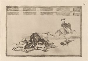 Echan perros al toro door Francisco de Goya