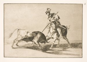 El Cid Campeador doorboort een andere stier door Francisco de Goya