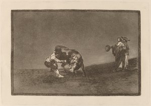 El mismo vuelca un toro en la plaza de Madrid door Francisco de Goya