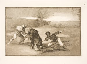 Een andere manier van jagen te voet door Francisco de Goya