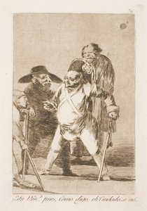 Er de der? Altså jeg sagde... Æh geef acht! Of... door Francisco de Goya