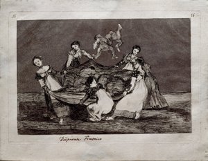 Vrouwelijke dwaasheid uit de serie Los Disparates Follies, 1815-1819 door Francisco de Goya