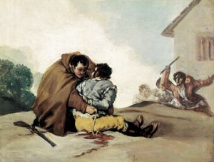 Broeder Pedro bindt El Maragato vast met een touw