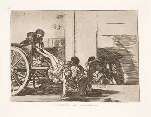Op een kar naar het kerkhof gebracht (64) door Francisco de Goya