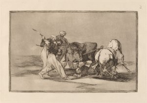 De Moren Gevestigd in Spanje, Afziend van de Bijgeloof van de Koran, Namen Deze Jachtkunst Over en Spietsen een Stier op het Veld door Francisco de Goya