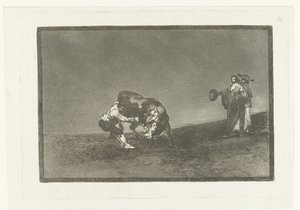 Martincho grijpt een stier bij zijn hoorn door Francisco de Goya