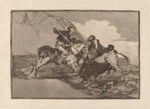 De Manier waarop de Oude Spanjaarden Stieren Jagen te Paard op het Open Veld door Francisco de Goya