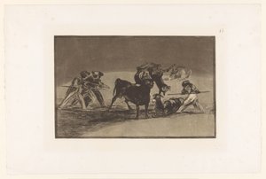 Moren en ezels in gevecht met een stier door Francisco de Goya