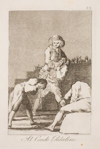 De Paltsgraaf. Minister van Buitenlandse Zaken Urquijo als kwakzalver door Francisco de Goya