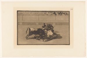 Picador van zijn paard gevallen door Francisco de Goya