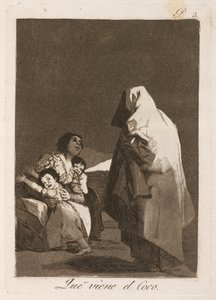 Que viene el coco (Hier Komt de Boeman) door Francisco de Goya