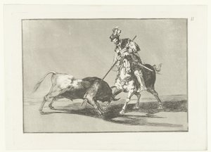Rodrigo Díaz de Vivar verwondt een stier door Francisco de Goya