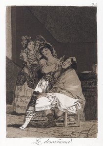 Ze Plukt Hem (Le descanona), plaat 35 van Los Caprichos, ca.1797-98 door Francisco de Goya