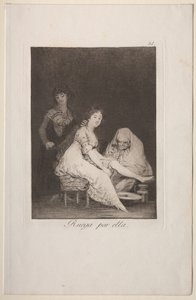 Caprichos: Ze bidt voor haar door Francisco de Goya