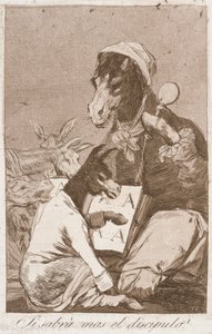 Si sabrá mas el discipulo (Zou de student beter moeten weten) door Francisco de Goya