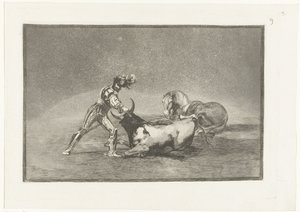 Spaanse ridder doodt een stier door Francisco de Goya