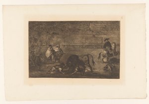 Stier aangevallen door honden door Francisco de Goya