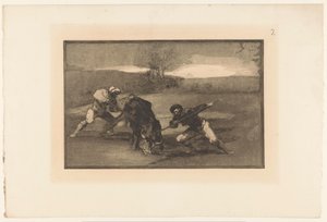 Stierenjacht te voet door Francisco de Goya