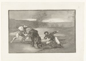 Stierenjacht te voet door Francisco de Goya