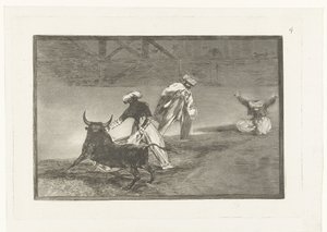 Stierenvechters in een arena door Francisco de Goya