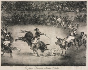 De Stieren van Bordeaux: De Beroemde Amerikaan, Mariano Ceballos door Francisco de Goya