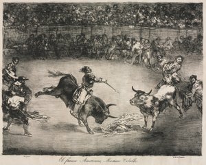 De Stieren van Bordeaux: De Beroemde Amerikaan, Mariano Ceballos door Francisco de Goya