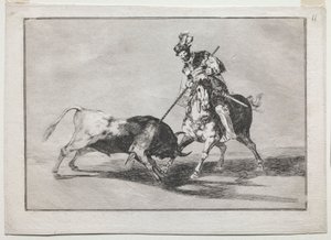 De Cid Campeador die een andere stier spietst, 1815-1816 door Francisco de Goya