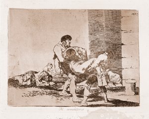 De rampen van de oorlog: Op het kerkhof (gravure naar de voorbereidende tekening) door Francisco de Goya