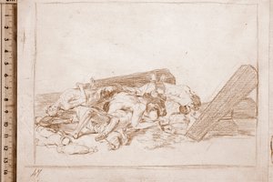 De rampen van de oorlog: Bof van de doden (voorbereidende tekening) door Francisco de Goya