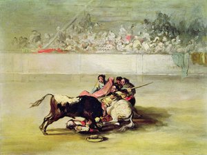 De Val van een Picador van zijn Paard onder een Stier