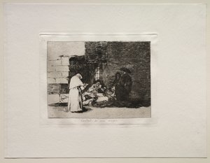 De Verschikkingen van de Oorlog: De Liefdadigheid van een Vrouw door Francisco de Goya