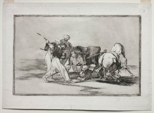 De Moren gevestigd in Spanje, afstand doen van de bijgeloven van de Koran, aangenomen deze kunst..., 1815-1816 door Francisco de Goya