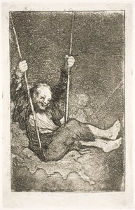 Tovenaar op een schommel door Francisco de Goya