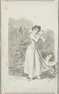 Jonge Vrouw die Haar Handen Wringt boven het Naakte Lichaam van een Man (verso) door Francisco de Goya