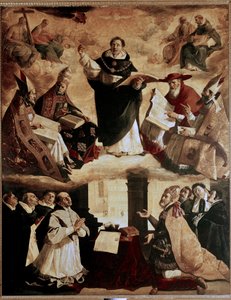 Schilderijen voor het Mayor de Santo Tomas College in Sevilla: apotheose van St. Thomas van Aquino of apotheose van St. Thomas van Aquino met de kerkvaders door Francisco de Zurbaran