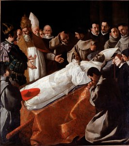 Het lichaam van Sint Bonaventura opgebaard
