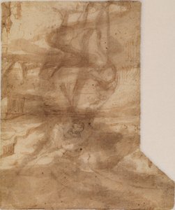 Fragment van een landschap, verso, 17e eeuw door Francisco the Younger Herrera