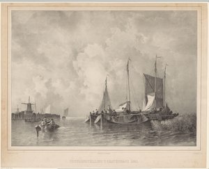 Haven met boten door Franciscus Bernardus Waanders