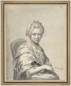 Portret van een jonge vrouw met een hondje